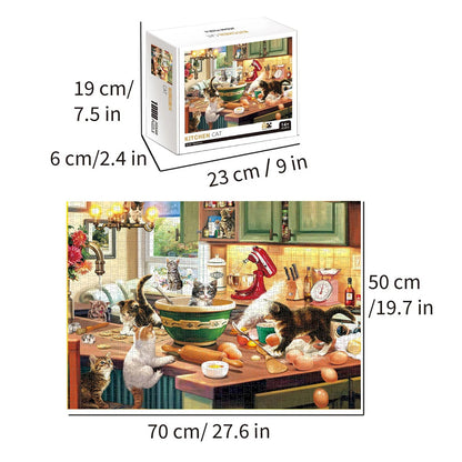 1000 Pieces Kitchen Cat Jigsaw Puzzle Home Decor Adults Puzzle Games Family Fun Floor Puzzles Educational Toys for Kids - PlusoneToys