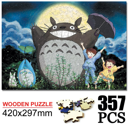 Totoro Wooden Cartoon puzzles children's Anime toy puzzle birthday gift Totoro Jigsaw Adults Decompression Toys