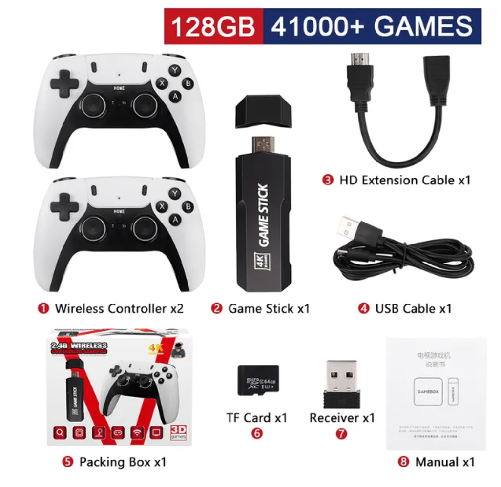 New GD10 PRO Video Game Stick Console 2.4G Double Wireless Controller Christmas Gift