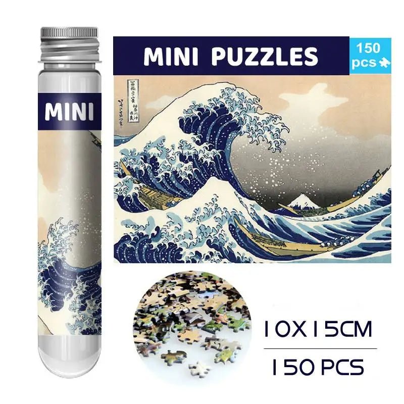 150PCS Mini Test Tube Jigsaw Puzzle The Great Wave Off Decompression Fidget Toys Famous Painting Puzzle for Aldult Family Game - PlusoneToys