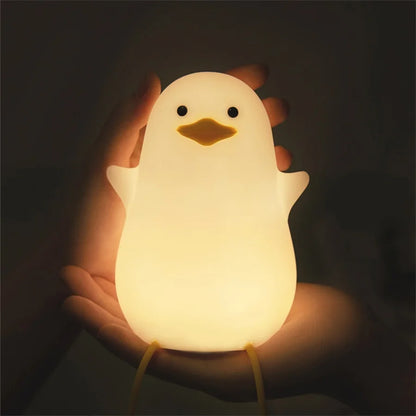 LED Night Lamp Cute Duck Cartoon Silicone Sleeping light USB Rechargeable Touch Sensor Timing Bedroom Bedside Lamp For Kid Gift