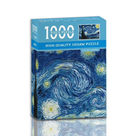 MaxRenard Mini Jigsaw Puzzle 1000 Pieces for Adults Van Gogh The Starry Night Environmentally Friendly Paper Christmas Gift Toy