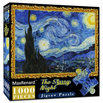 MaxRenard 1000 Pieces Jigsaw Puzzle for Adults Van Gogh Starry Night Environmentally Friendly Paper Christmas Gift