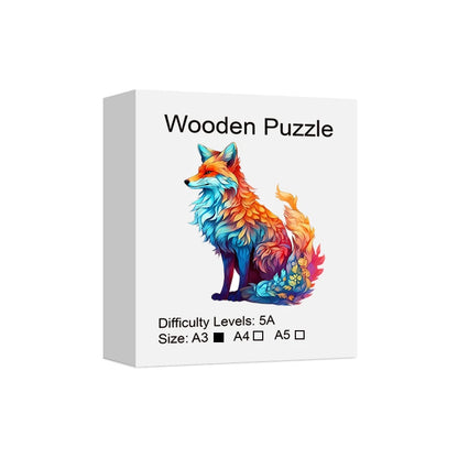 Fox Wooden Puzzle for Jigsaw Lovers, Animal Shape Pieces Stress Relieves Toys, Christmas Birthday Gift Home Decor Family Games