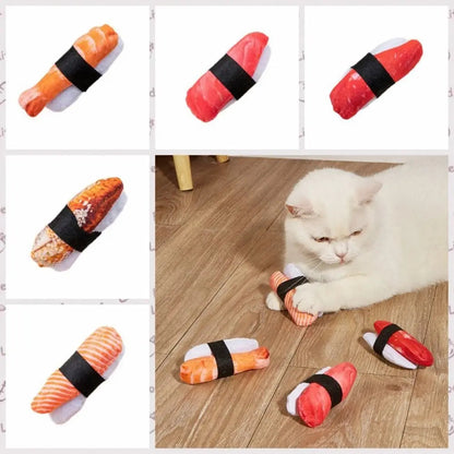 Simulation Catnip Toy Sushi Shape Cat Molar Toy Cute Kitten Interactive Toy for For Pet Teeth Grinding Relieve Boredom