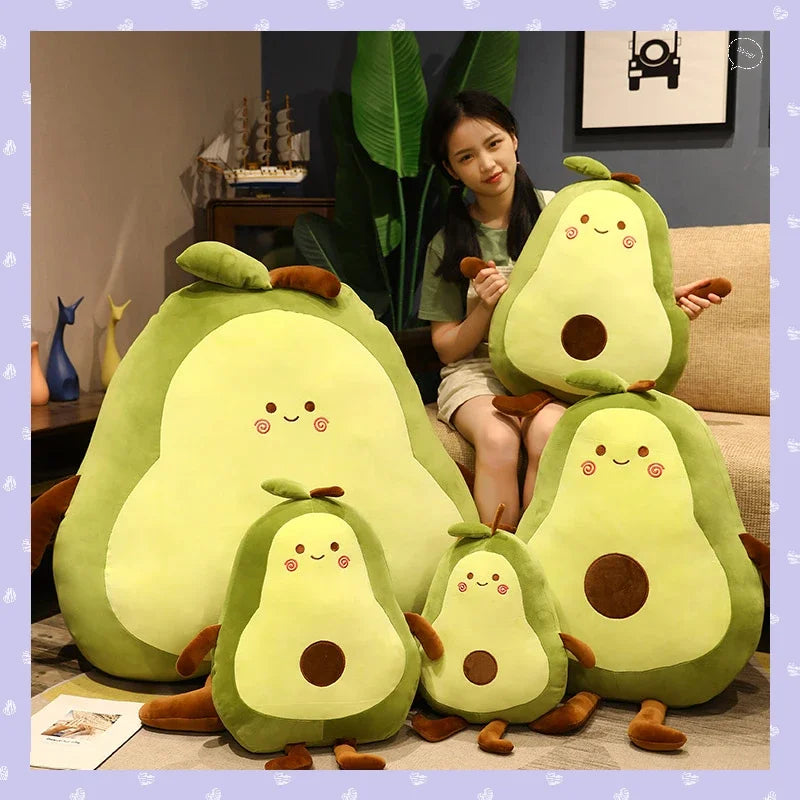 Kawaii Giant Avocado Plush Pillow Stuffed Fruit, Green Plushie Doll Big Soft Girl Sleeping Room Decor, Cute Birthday Gift