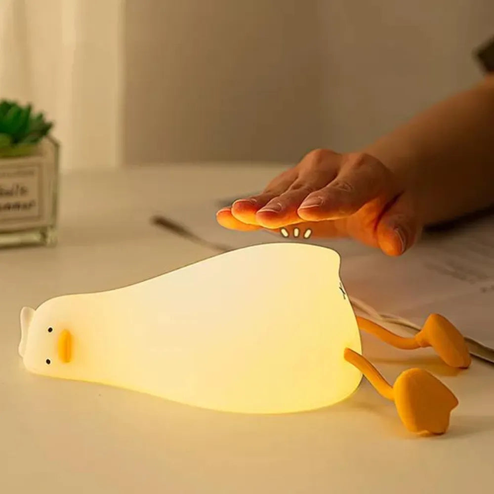 Silicone Duck Nightlights Led Night Light Rechargeable Lamp USB Cartoon Children Kid Bedroom Creative Decoration Birthday Gift