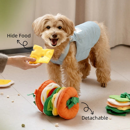 Mewoofun Dog Toys Dog Hide Food Burger Shaped Toy Encourage Training Puzzle Pet Slow Feeder Pet Sniffing Training Puzzle Toys