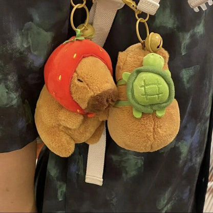 Kawaii Capibara Plush Doll Capybara Anime Bag Pendant Keychain Soft Stuffed Toys Kids Girls Birthday Gift Cute Cartoon Stickers