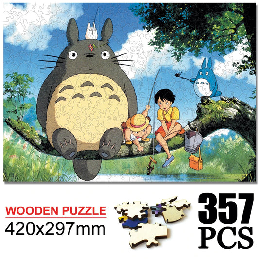 Totoro Wooden Cartoon puzzles children's Anime toy puzzle birthday gift Totoro Jigsaw Adults Decompression Toys