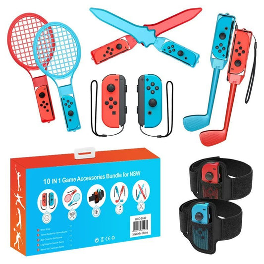 2024 Switch Sports Accessories Bundle - 10 in 1 Family Accessories Kit for NS Sports Games Compatible with Switch/OLED - PlusoneToys