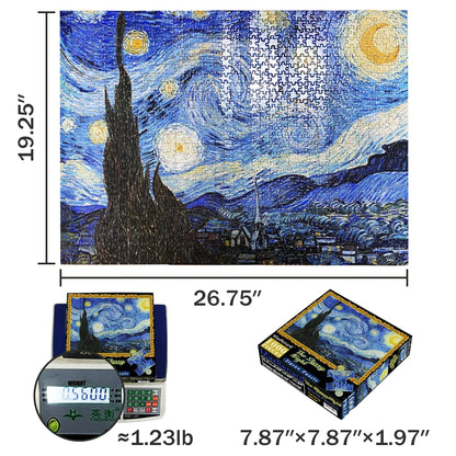 MaxRenard 1000 Pieces Jigsaw Puzzle for Adults Van Gogh Starry Night Environmentally Friendly Paper Christmas Gift