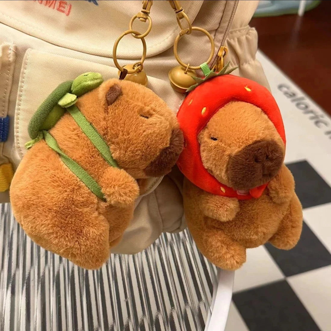 Kawaii Capibara Plush Doll Capybara Anime Bag Pendant Keychain Soft Stuffed Toys Kids Girls Birthday Gift Cute Cartoon Stickers