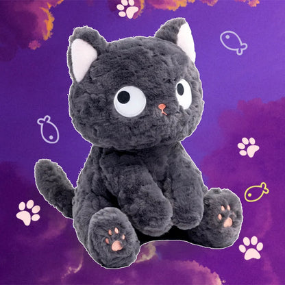 awaii Cat Plush Toy Cute Stuffed Animal Cat Pillow Doll Glow in the Dark Eyes Halloween Gift Birthday Gift for Kids