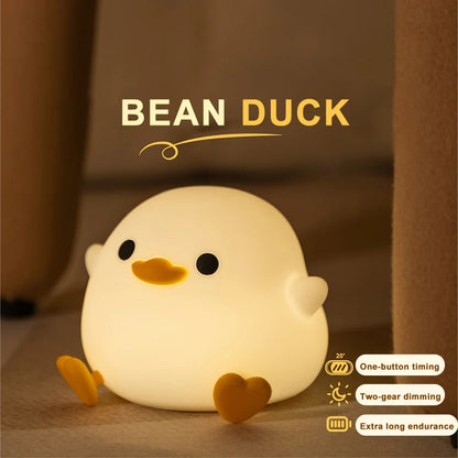 LED Night light for children duck Cartoon animals Silicone lamp Touch Sensor Timing USB Rechargeable for bedroom Bedside gifts