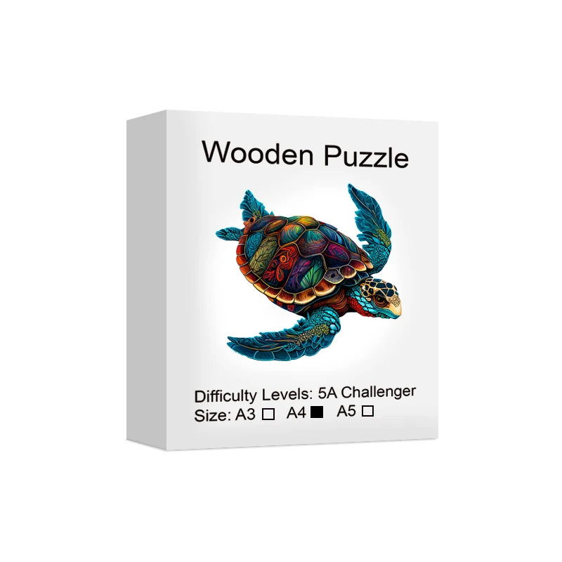 Sea Turtle Wooden Puzzle Toys, Unique Shaped Pieces Wooden Toys for Adults Kids, Family Game, Christmas Birthday Gift