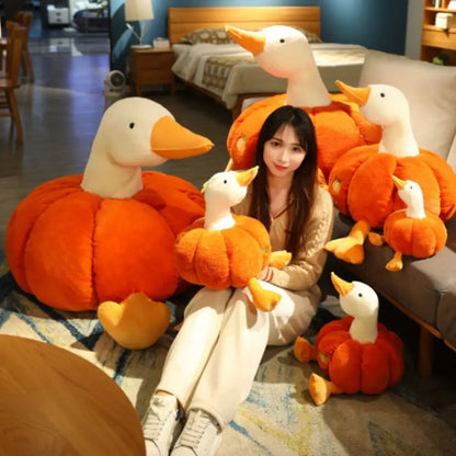 Cute Big Pumpkin Goose Plush Toys Kawaii Animal Large Duck Cartoon Sleep Pillow Cushion Soft Stuffed Doll Girl Children For Gift