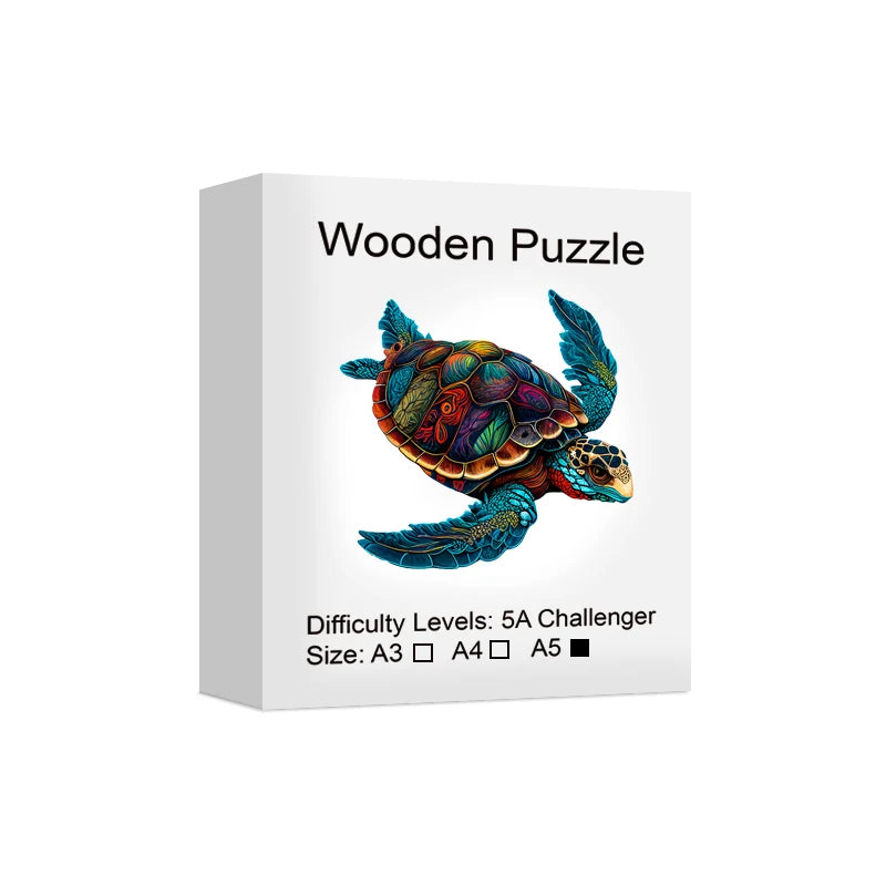 Sea Turtle Wooden Puzzle Toys, Unique Shaped Pieces Wooden Toys for Adults Kids, Family Game, Christmas Birthday Gift