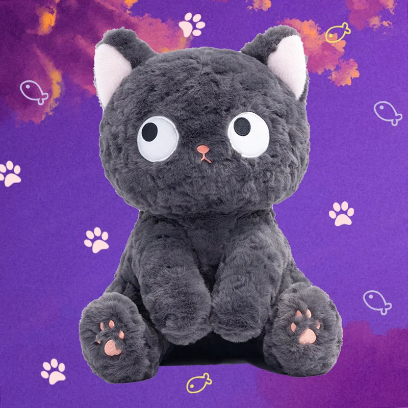 awaii Cat Plush Toy Cute Stuffed Animal Cat Pillow Doll Glow in the Dark Eyes Halloween Gift Birthday Gift for Kids