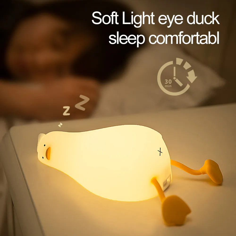 Silicone Duck Nightlights Led Night Light Rechargeable Lamp USB Cartoon Children Kid Bedroom Creative Decoration Birthday Gift