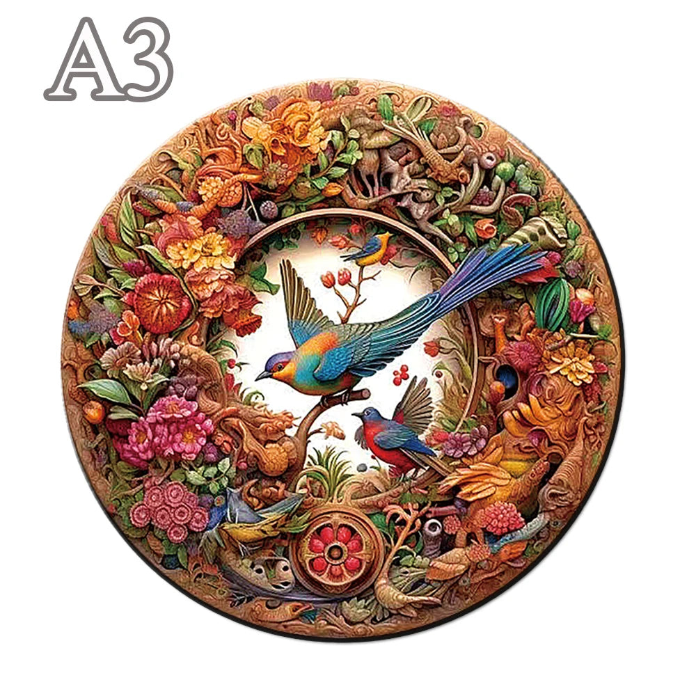 Wooden animal puzzle unique and mysterious circular bird puzzle for adults or children holiday gift interactive game wooden toys