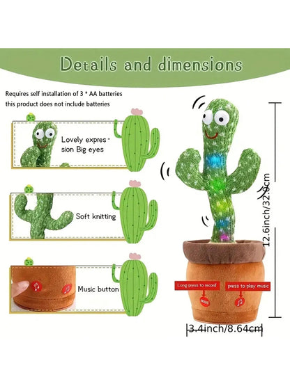 Dancing Cactus Repeat Talking Toy Electronic Plush Toys Can Sing Record Lighten USB Early Education Funny Gift Interactive Bled