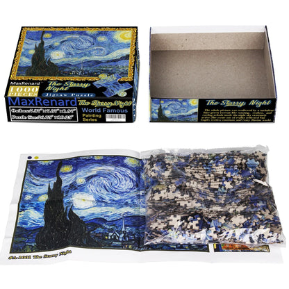 MaxRenard 1000 Pieces Jigsaw Puzzle for Adults Van Gogh Starry Night Environmentally Friendly Paper Christmas Gift