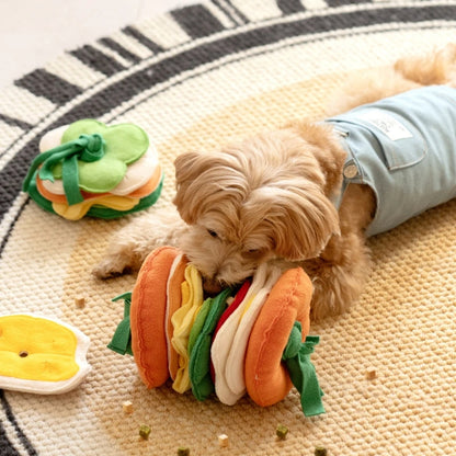 Mewoofun Dog Toys Dog Hide Food Burger Shaped Toy Encourage Training Puzzle Pet Slow Feeder Pet Sniffing Training Puzzle Toys