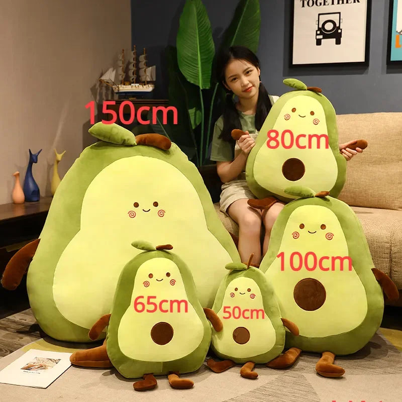 Kawaii Giant Avocado Plush Pillow Stuffed Fruit, Green Plushie Doll Big Soft Girl Sleeping Room Decor, Cute Birthday Gift