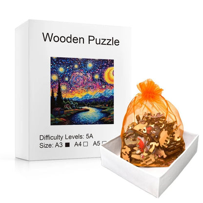 3D Wooden Puzzle Starry Space Adult Gift Puzzle Puzzle puzzle Art Decoration Wall Decoration Gift Children's Intelligence - PlusoneToys