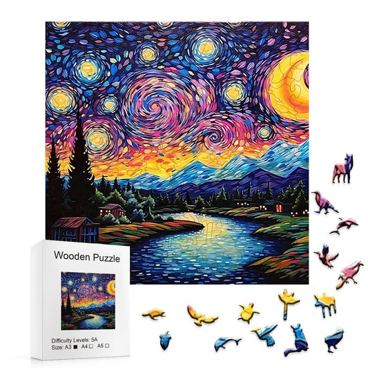 3D Wooden Puzzle Starry Space Adult Gift Puzzle Puzzle puzzle Art Decoration Wall Decoration Gift Children's Intelligence - PlusoneToys