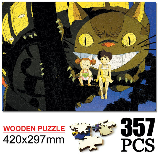 Totoro Wooden Cartoon puzzles children's Anime toy puzzle birthday gift Totoro Jigsaw Adults Decompression Toys