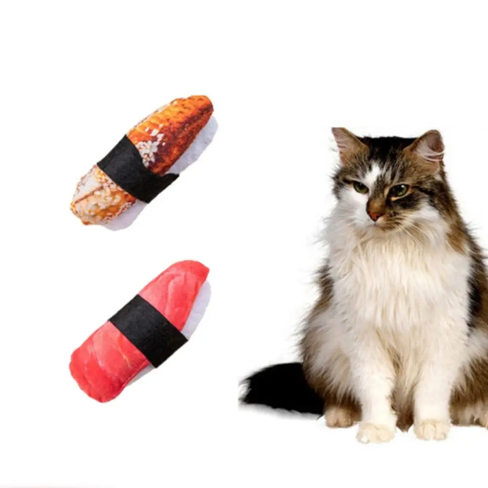 Simulation Catnip Toy Sushi Shape Cat Molar Toy Cute Kitten Interactive Toy for For Pet Teeth Grinding Relieve Boredom