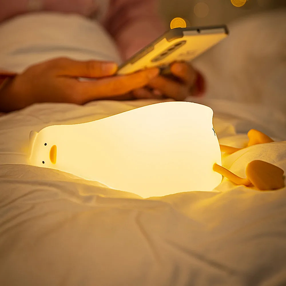 Silicone Duck Nightlights Led Night Light Rechargeable Lamp USB Cartoon Children Kid Bedroom Creative Decoration Birthday Gift