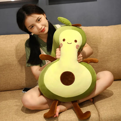 Kawaii Giant Avocado Plush Pillow Stuffed Fruit, Green Plushie Doll Big Soft Girl Sleeping Room Decor, Cute Birthday Gift