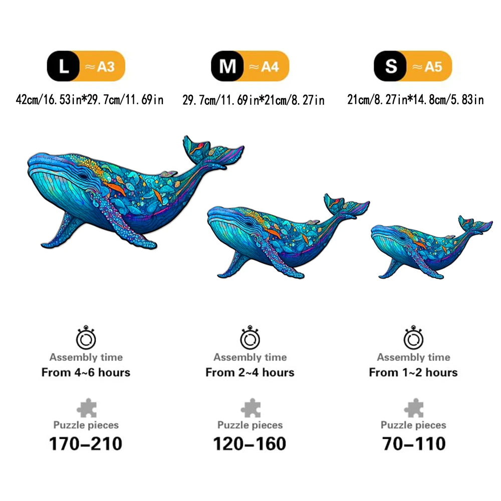 New Whale Wooden Puzzles, Wooden Puzzles Unique Shape High Quality Puzzles Maternal Love Wooden Puzzles For Adults, Best Gifts