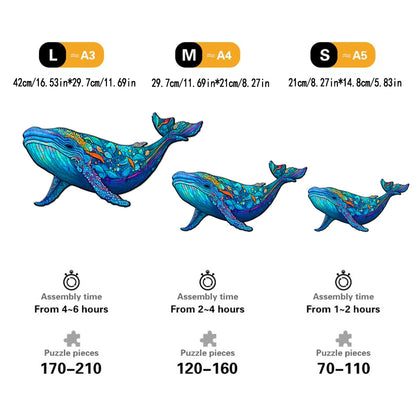 New Whale Wooden Puzzles, Wooden Puzzles Unique Shape High Quality Puzzles Maternal Love Wooden Puzzles For Adults, Best Gifts