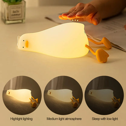 Silicone Duck Nightlights Led Night Light Rechargeable Lamp USB Cartoon Children Kid Bedroom Creative Decoration Birthday Gift