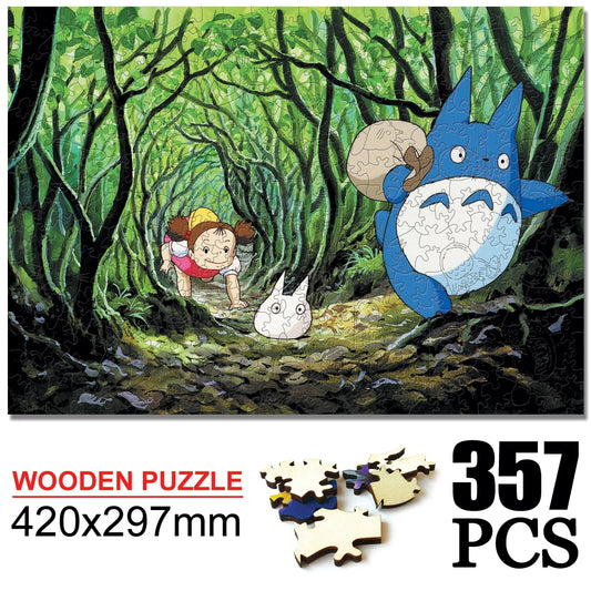 Totoro Wooden Cartoon puzzles children's Anime toy puzzle birthday gift Totoro Jigsaw Adults Decompression Toys