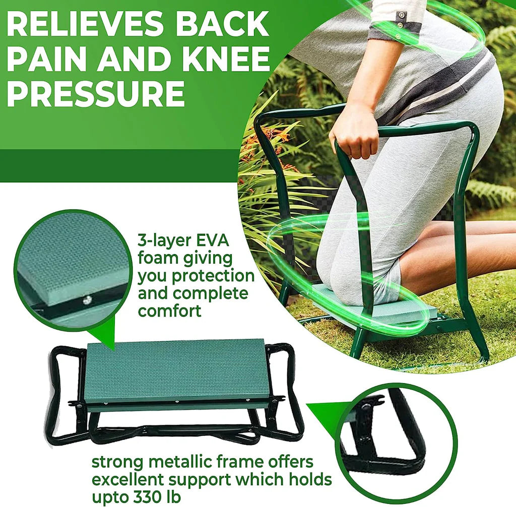 Kneeler & Seat (Heavy Duty Upgraded Garden Kneeler Thicken Seat Padded Kneeling Stool Indoor Outdoor 150KG Load Portable Folding)