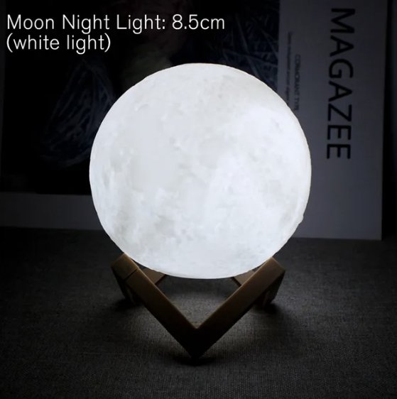 8cm Moon Lamp LED Night Light Battery Powered With Stand Starry Lamp Bedroom Decor Night Lights Kids Gift Moon Lamp - PlusoneToys