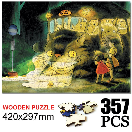 Totoro Wooden Cartoon puzzles children's Anime toy puzzle birthday gift Totoro Jigsaw Adults Decompression Toys