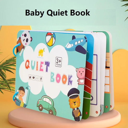 Montessori Quiet Books Puzzle Game Busy Book Animal Number Paste Matching English Early Learning Educational Toys for Toddlers