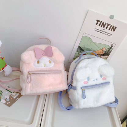 Kawaii Sanrio Plush Bag Cinnamoroll Backpack Plushie My Melody Bag Anime Stuffed Toys Cute Backpacks for Girls Christmas Gifts