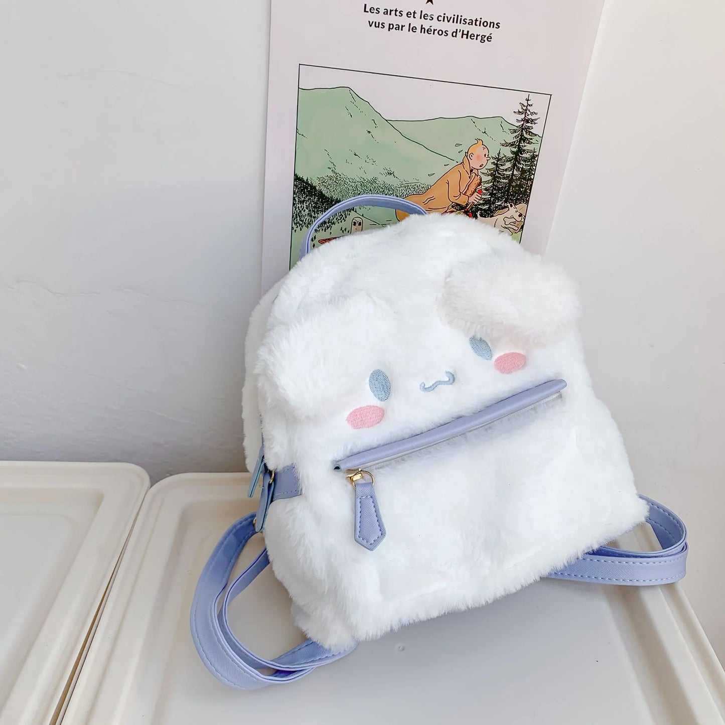 Kawaii Sanrio Plush Bag Cinnamoroll Backpack Plushie My Melody Bag Anime Stuffed Toys Cute Backpacks for Girls Christmas Gifts