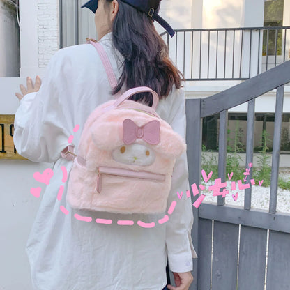 Kawaii Sanrio Plush Bag Cinnamoroll Backpack Plushie My Melody Bag Anime Stuffed Toys Cute Backpacks for Girls Christmas Gifts