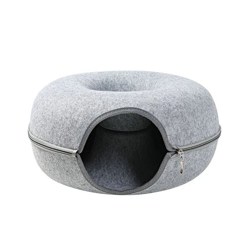 Donut Pet Cat Tunnel Interactive Play Toy Cat bed Dual Use Ferrets Rabbit Bed Tunnels Indoor Toys Cats House Kitten Training Toy