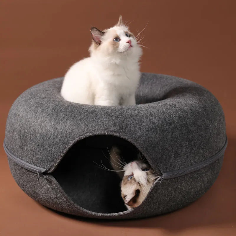 Donut Pet Cat Tunnel Interactive Play Toy Cat bed Dual Use Ferrets Rabbit Bed Tunnels Indoor Toys Cats House Kitten Training Toy