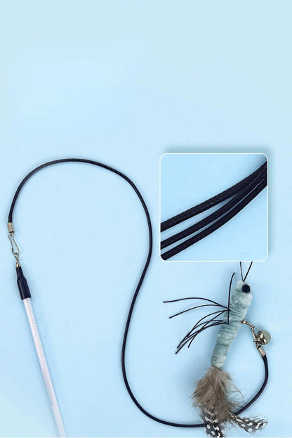 Dr.DC Steel Wire Teasing Cat Stick Long insect butterfly Ball Feather with Bell Pet Toys Interactive Funny Cat Toy Wand