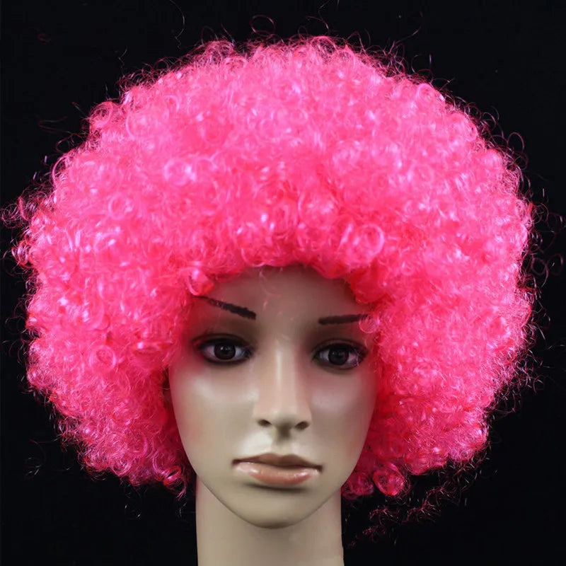 Funny Clown Afro Hairstyle Fluffy Explosive Head Wig Cosplay Dance Hairpiece Colourful Wavy Curly Round Explosion Hair Carnival